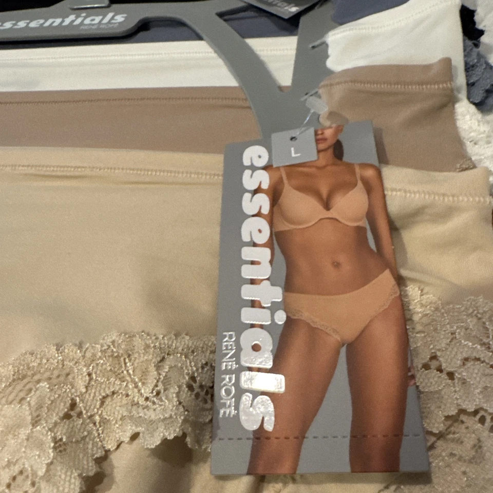 Lencería Rene Rofe para mujer 5 pares de bragas de bikini de encaje talla grande esenciales Foto 2 de 4