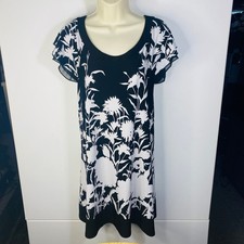 JFW Black And White Wrap Dress Size Large Floral Ruffle Sleeve