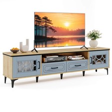 71" TV Stand for TVs up to 80" with Open Compartment Side Cabinets & Drawers