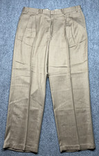 Vintage Metrics Dress Pants Mens 42L Brown Beige Pleated Made in USA 90s New