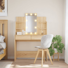 Dressing Table with LED Lights, Mirror, & 2 Drawers, Makeup Desk Vanity Tables