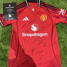Manchester United Signed 25/26 Football Shirt COA squad signed by 15 with COA 