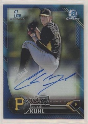 2016 Bowman Chrome Prospects Blue Refractor 35/150 Chad Kuhl Rookie Auto RC 06z2