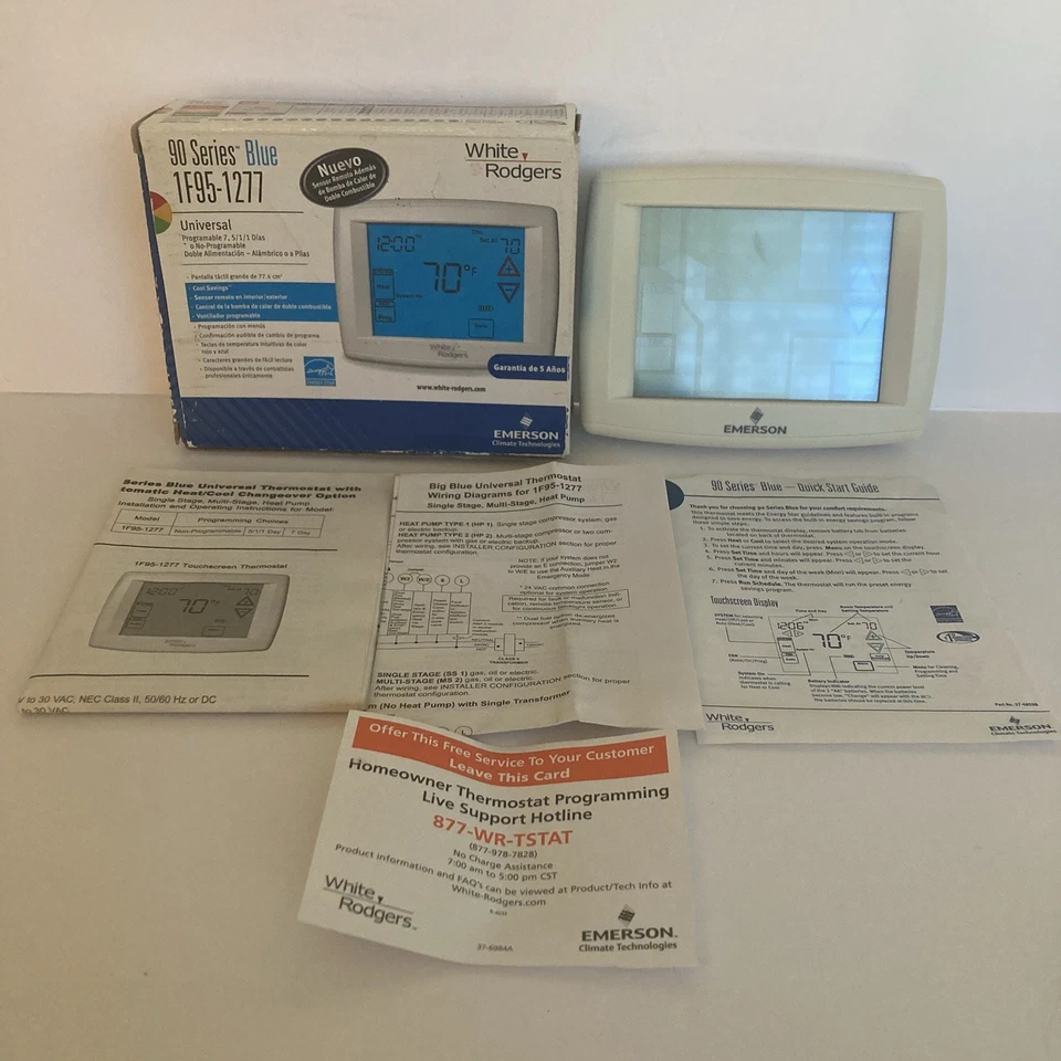 White Rodgers Emerson 90 Serie blau 1F95-1277 Universal programmierbarer Thermostat