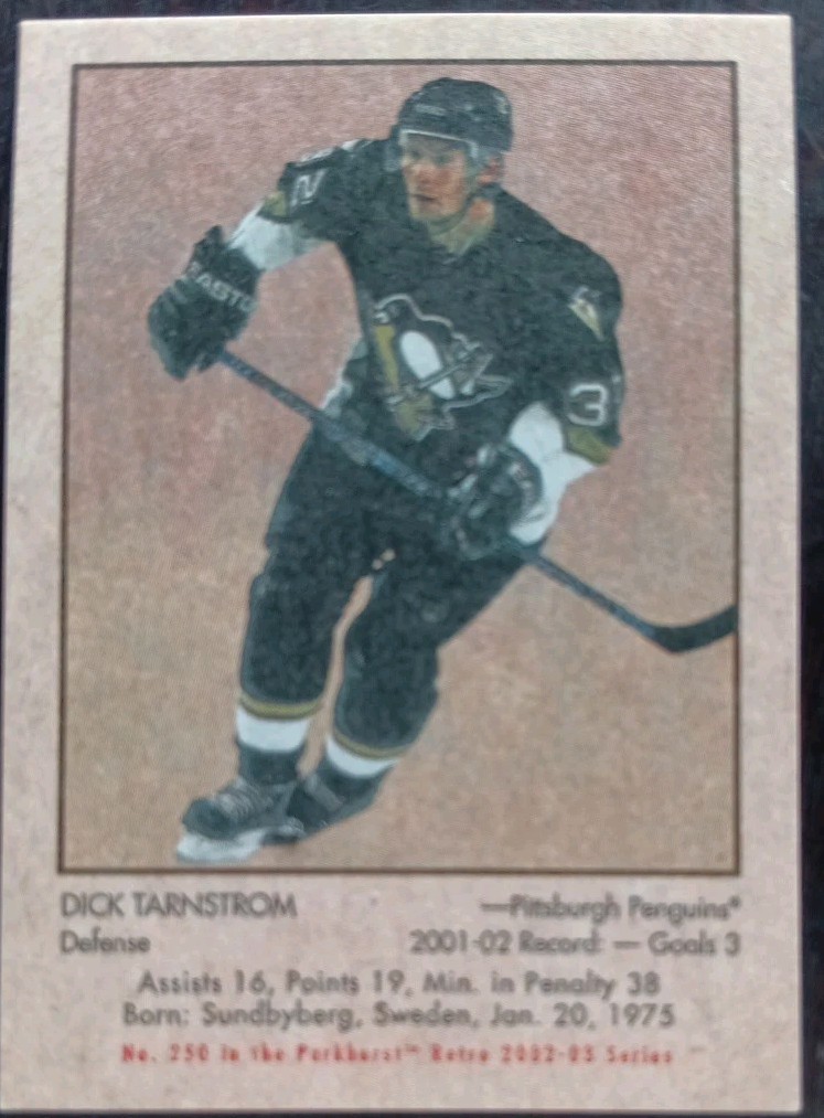 2002 - 2003 ITG Parkhurst Dick Tarnstrom Retro Mini Penguins Hockey Card