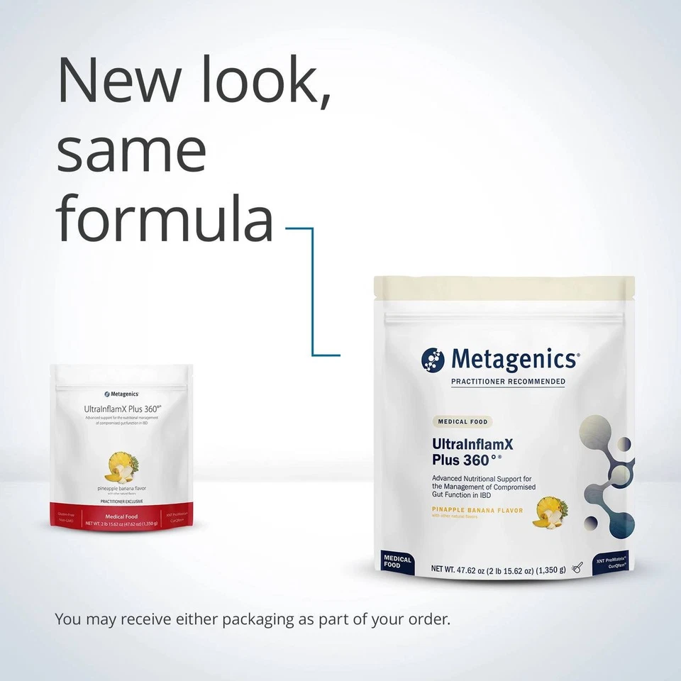 Metagenics UltraInflamX Plus 360°-菠萝香蕉 47.62 盎司。 30 份 — 第 2/2 张图片