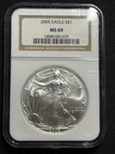 2005 American .999 Silver Eagle - NGC MS 69 - Classic Brown Label