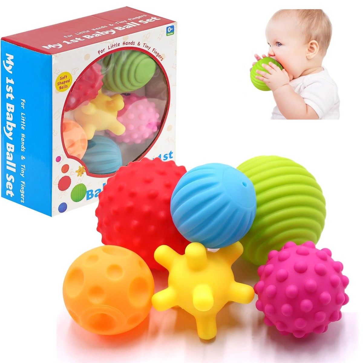 1st Baby Ball Set Baby Hand Massage Multi-Textured Toys Sensory Soft Balls  Pcs