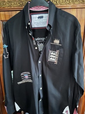 Van Santen Herren Freizeithemd XL Langarm Baumwolle schwarz bestickt geknöpft