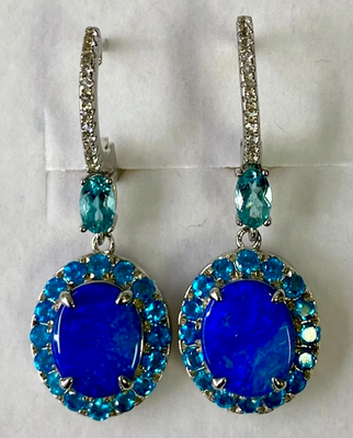 #ad HSN Colleen Lopez Sterling Silver Blue Opal amp; Neon Apatite Drop Earrings $499.99