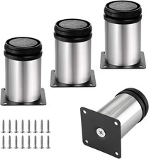 Set of 4 Stainless Steel Furniture Legs 3 Inch, Adjustable round Cabinet Legs 2"