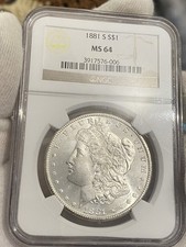 1881-S USA Morgan Silver Dollar NGC MS64 Coin #33