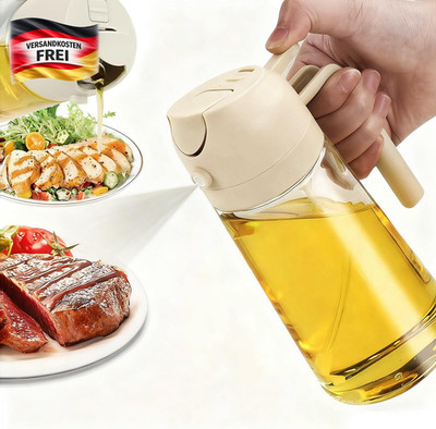 Ölsprüher 470ml Glas Öl Spray Flasche Koch Grill Küche Zerstäuber Weiß