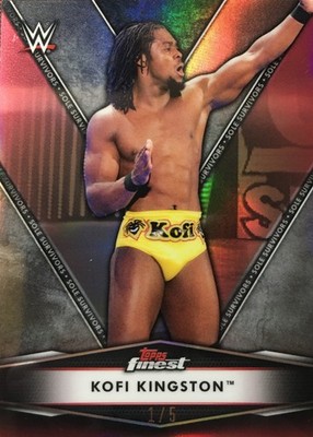 Kofi Kingston Sole Survivor Red /5 Topps WWE 2021 Finest 