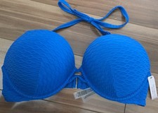 Victorias Secret Bombshell swim add 2 cups top bikini Push Up Shocking Blue 36C