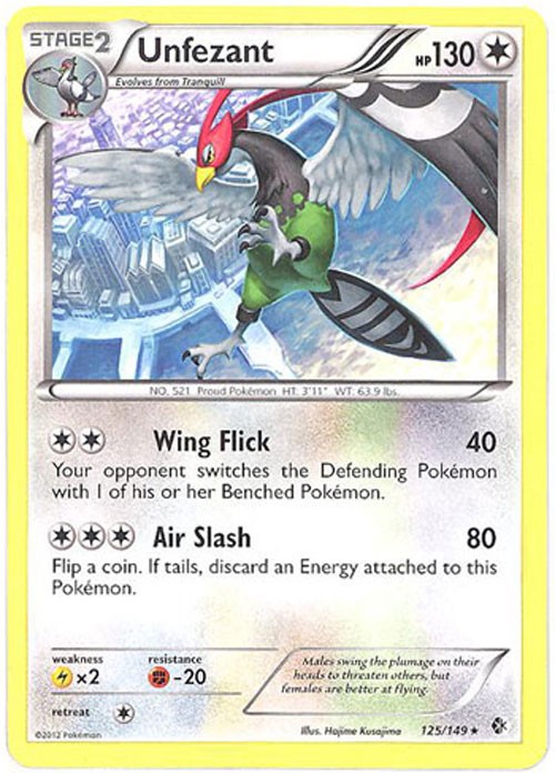 Pokemon Card - Boundaries Crossed 125/149 - UNFEZANT (rare) - NM/M