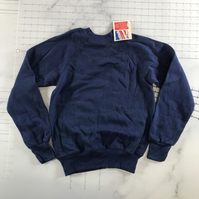 Vintage American Fleecewear Sweatshirt Youth 10-12 Blue Fleece Crewneck USA