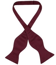 Vesuvio Napoli SELF TIE Bow Tie Solid BURGUNDY Color Mens BowTie