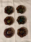 Imperial Carnival Glass Berry Bowls Set of 6 Zippered Heart Amethyst Purple Vtg