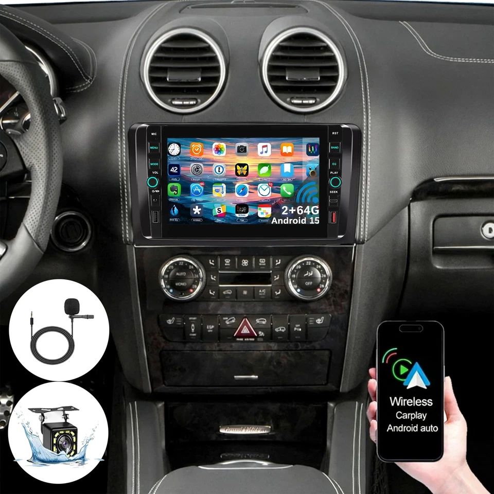 Für Mercedes Benz M/ML/GL Klasse W164 X64 Carplay Android 15 Autoradio GPS NAVI - Bild 1 von 4