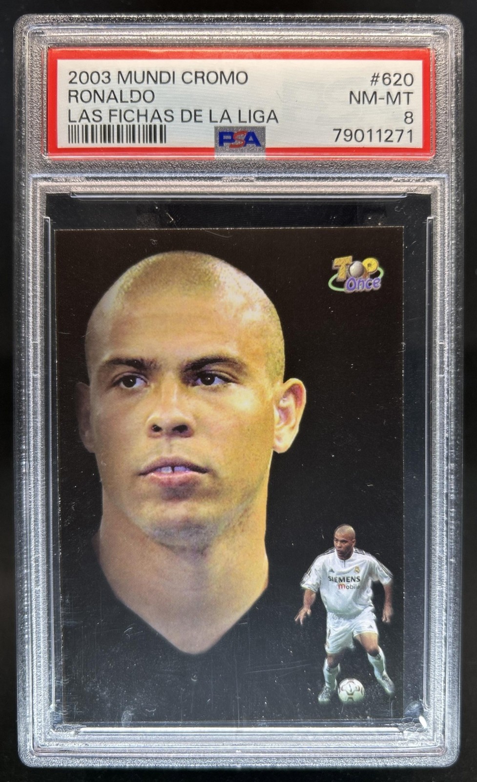 2003-04 Mundicromo Las Fichas de la Liga Ronaldo #620 Real Madrid PSA 8 view 1