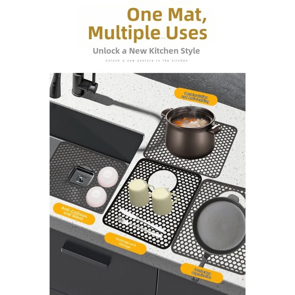 Anpassbare Zuschneidbare Silikon Spülmatte Spülmatte Spülbeckenschutz Matte - Bild 4 von 4