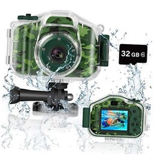 Waterproof Camera for Kids, Christmas Birthday Gifts for Boys Girls 3-12 Green