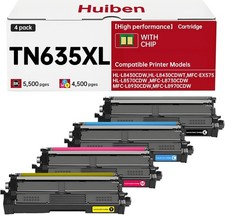 TN635XL Toner Cartridges with chip for Brother HL  MFC Series Printers 4-Pack