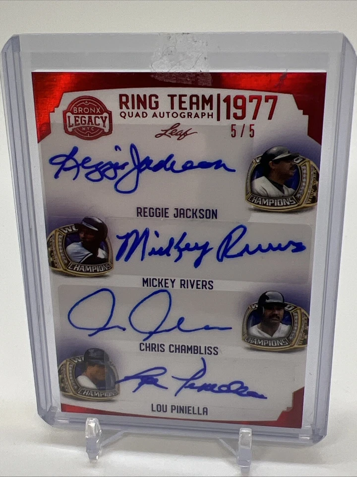 2023 LEAF A BRONX LEGACY RING TEAM QUAD 签名 REGGIE JACKSON RIVERS PINIELLA 5/5 — 第 2/3 张图片