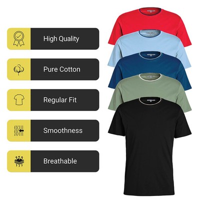 Mens T Shirts Plain Cotton Short Sleeve summer Top crew neck 3/5 pack