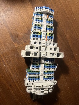 DIN Rail Terminal Block Lot   32pcs WAGO / ABB Spring Clamp   Panel Pullout
