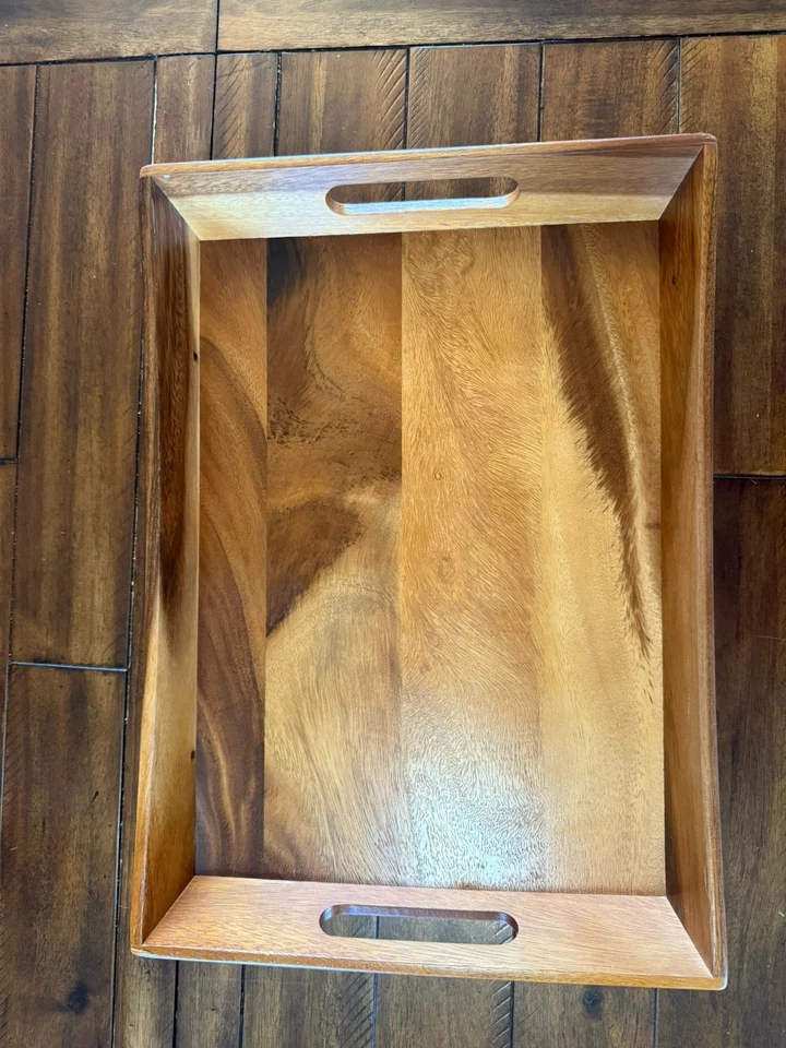 Bandeja otomana retangular Lipper International para servir madeira NOVA natural rústica boho - Imagem 4 de 4