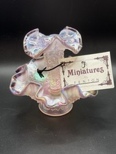 Fenton Mini Epergne Single Horn Diamond Lace Lavender
