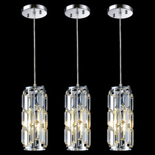 Modern Chrome Pendant Lights for Kitchen Island - 3-Pack Adjustable Fixtures