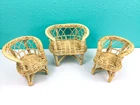 Vintage Barbie Size Rattan Wicker Doll Furniture Lot