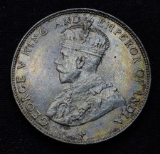 Straits Settlements 1921 50 Cents (Half Dollar) King George V Coin Uncert