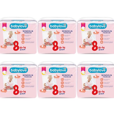 6 x 28 Windeln | babylove Windeln Premium Größe 8 18+ kg Auslaufschutz Tag Nacht