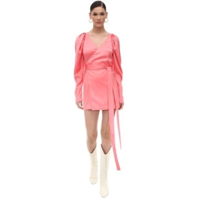 rotate satin wrap dress ROTATE BIRGER CHRISTENSEN Satin Wrap Minidress | White