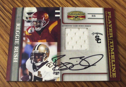 2007 DONRUSS PLAYER-TIMELINE GAME-USED JERSEY 3/5 REGGIE BUSH RC AUTO #PT-6