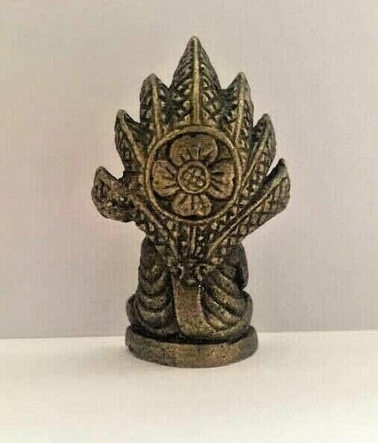 THAI ANCIEN BOUDDHA PROTECTION NAGA amulette figurine en bronze Thaïlande b133 - Picture 4 of 7