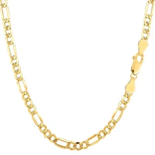 10K Yellow Gold Light Figaro Chain, Width 3.5mm