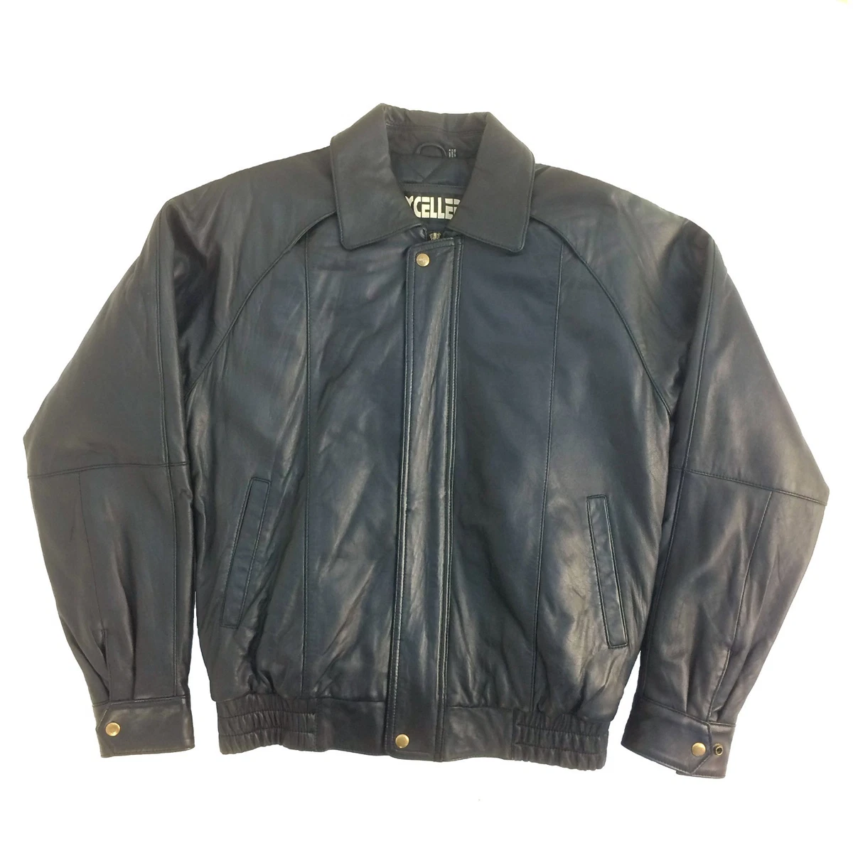RN 20849 Excelled Vintage Men Genuine Lambskin Leather Bomber
