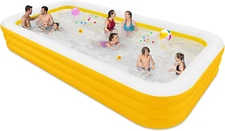 Large Inflatable Swimming Pool, 145" X 74" X 22" Oversized Blow-Up Pools for Fam