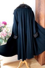 Swinger Winter Mantel Gr.40 Echtpelz Angora Wolle Saum 355cm!