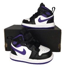 Nike Air Jordan 1 Mid Dark Iris Toddler s White, Black, Purple Shoes Size 3C