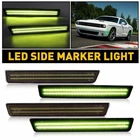 4X Smoked Green LED Side Marker Lights For 2015-2022 Dodge Challenger Front+Rear