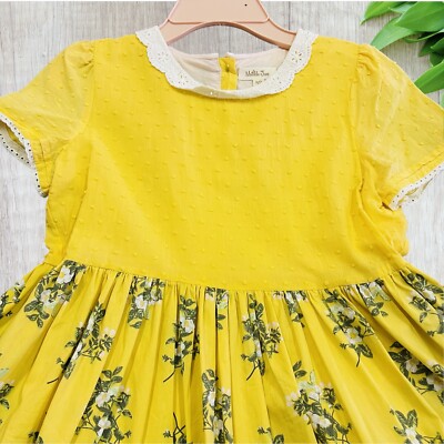 Matilda Jane STAY GOLDEN Dress Size 12 Yellow Floral Dot Crochet Trim  summer | eBay