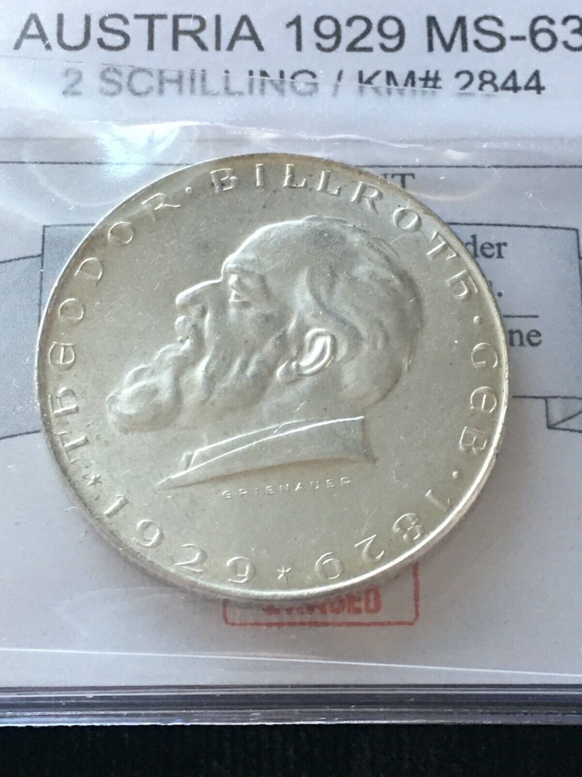1929  Austria, 2 Schilling, Coin Mart Graded**MS-63** KM#2844