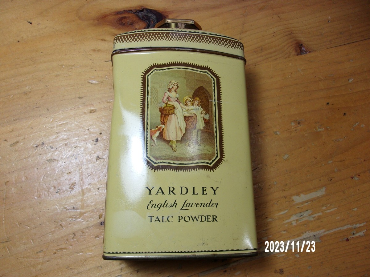 ANTIQUE VTG 1920's YARDLEY OLD ENGLISH LAVENDER TALC POWDER TIN LONDON NY  QUEEN