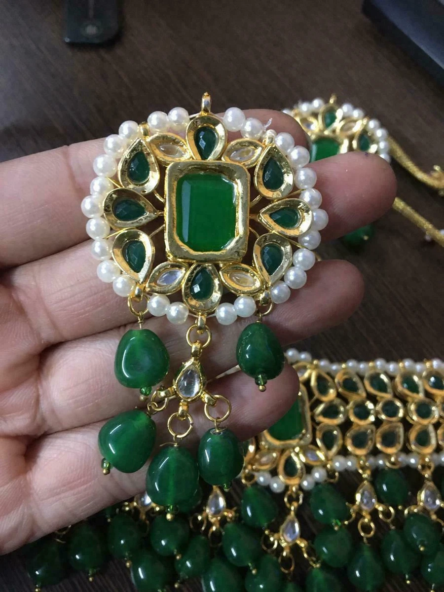 Green necklace shop and earrings